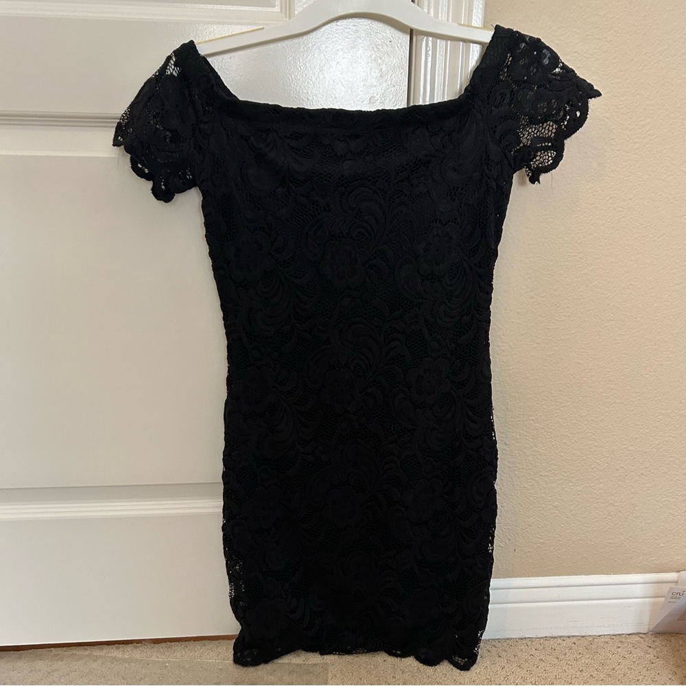 Black Lace Off The Shoulder Dress